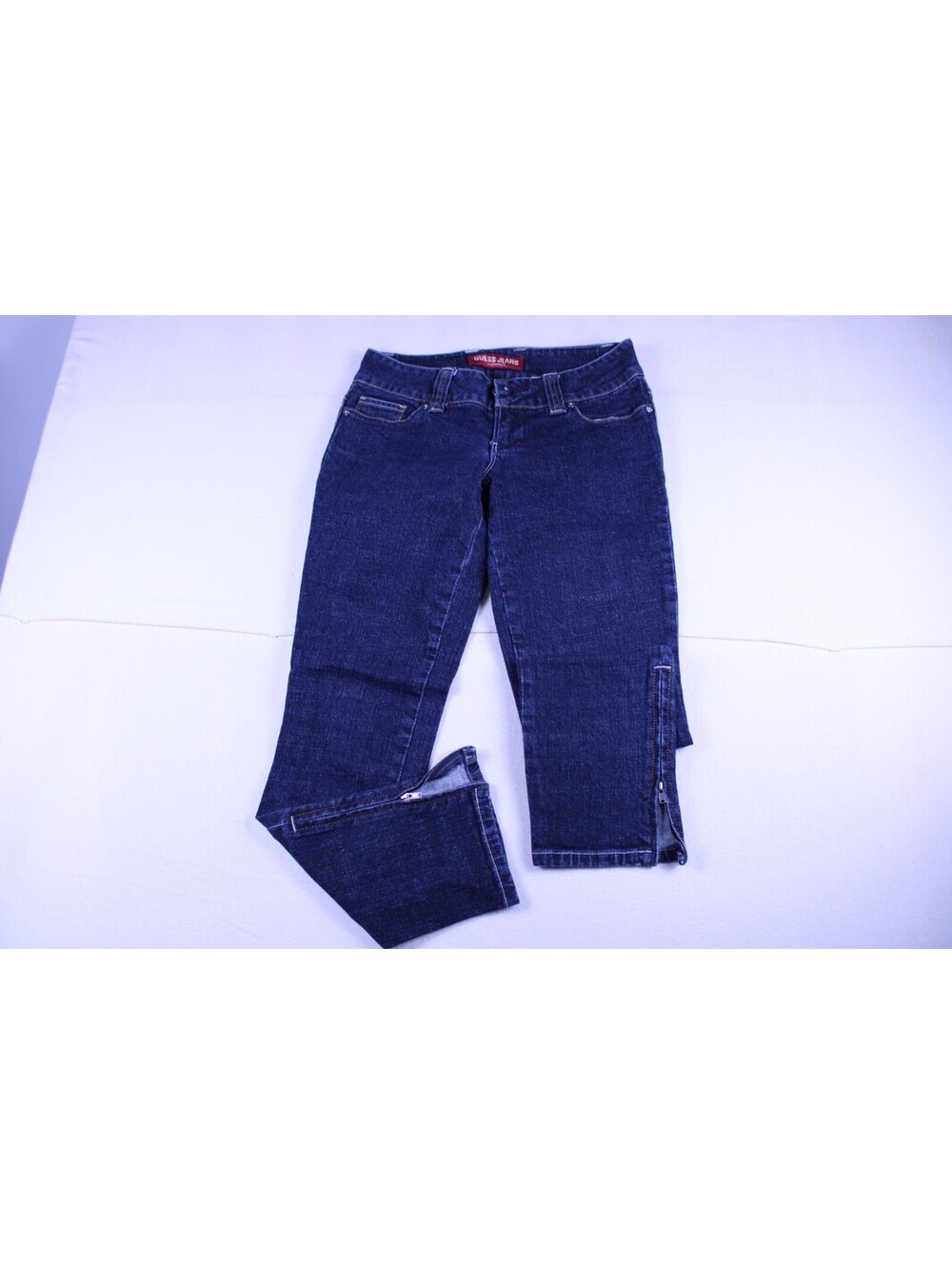 Guess Jeans Womens 24 Dark Wash Jeans Cropped Zipper Ankle Embroidered Heart